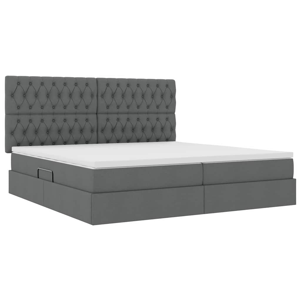 Letto con contenitore e LED Grigio scuro 200 x 200 cm