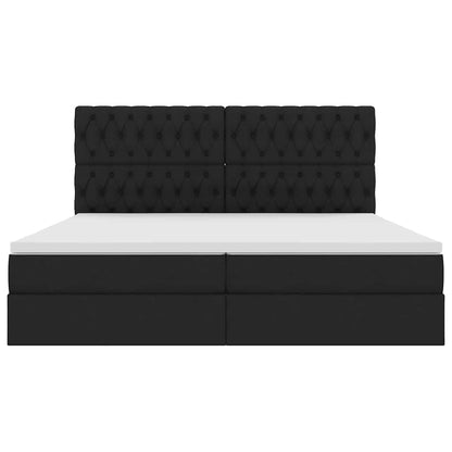 Letto con contenitore LED e materasso Nero 200 x 200 cm Tessuto | homemem39