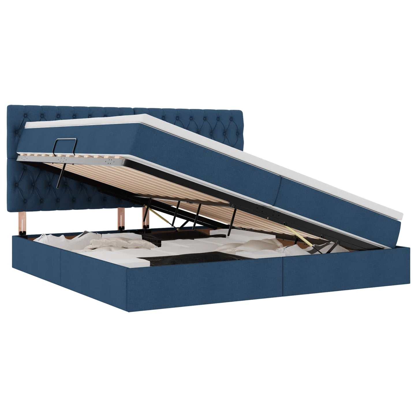 Letto con contenitore LED e materasso Blu 200 x 200 cm Tessuto | homemem39