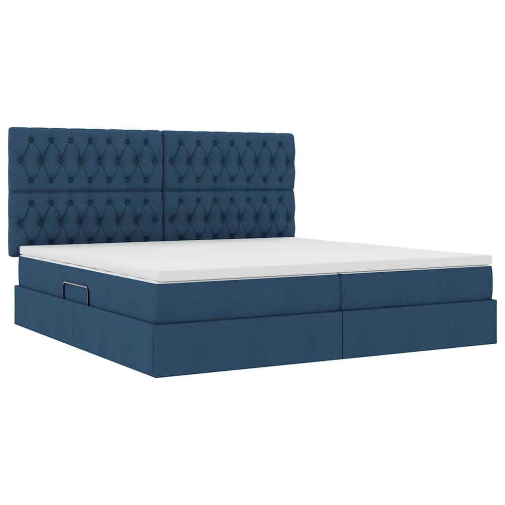 Letto con contenitore LED e materasso Blu 200 x 200 cm Tessuto | homemem39