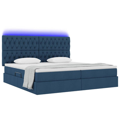 Letto con contenitore LED e materasso Blu 200 x 200 cm Tessuto | homemem39