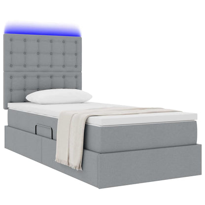Letto con contenitore LED e materasso Grigio Chiaro 90 x 190 cm | homemem39