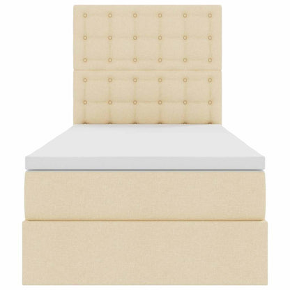Letto con contenitore LED e materasso Crema 90 x 190 cm Tessuto | homemem39