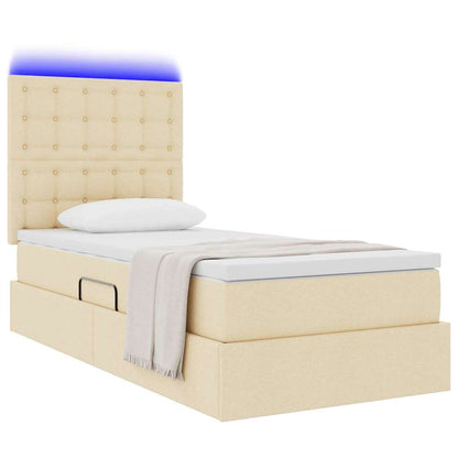 Letto con contenitore LED e materasso Crema 90 x 200 cm Tessuto | homemem39