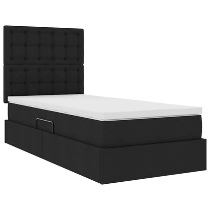 Letto con contenitore LED e materasso Nero 100 x 200 cm Tessuto | homemem39