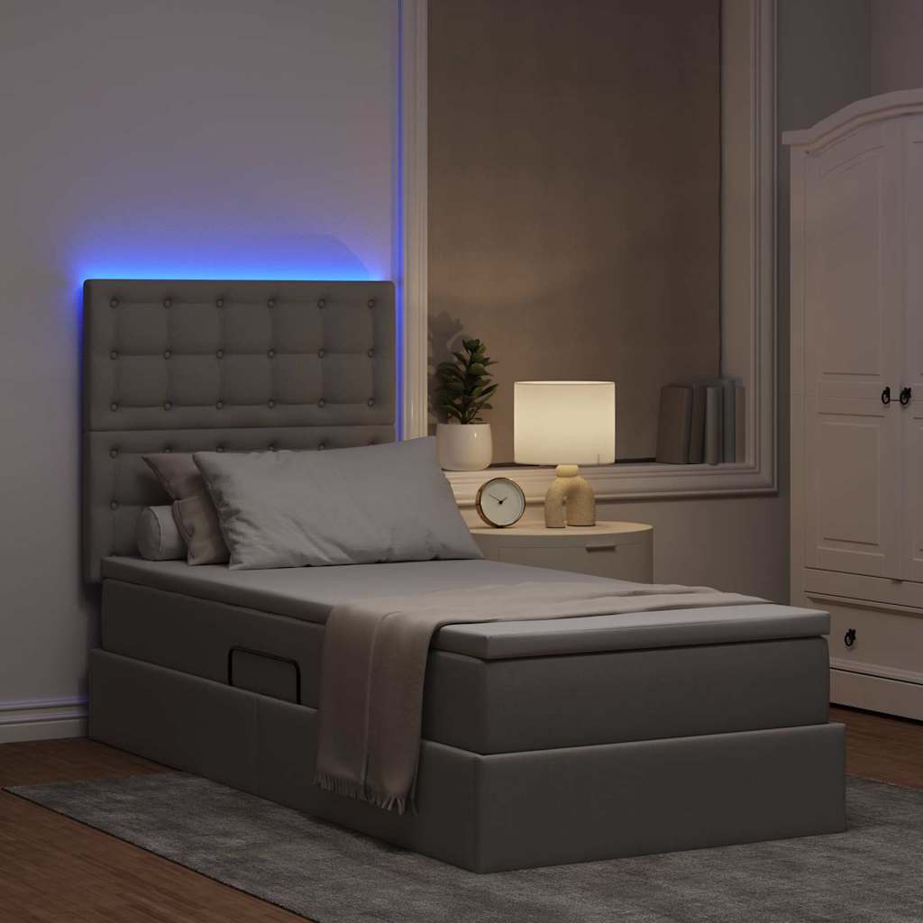 Letto con contenitore LED e materasso Tortora 100 x 200 cm | homemem39
