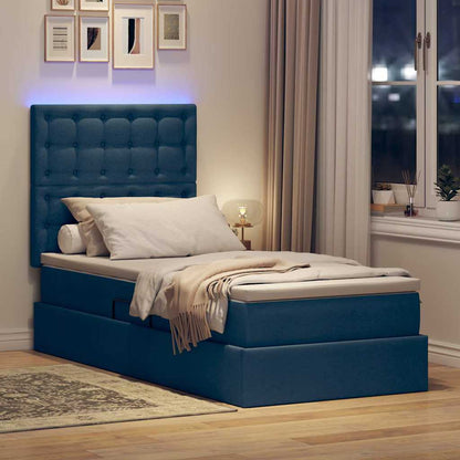Letto con contenitore LED e materasso Blu 100 x 200 cm Tessuto | homemem39