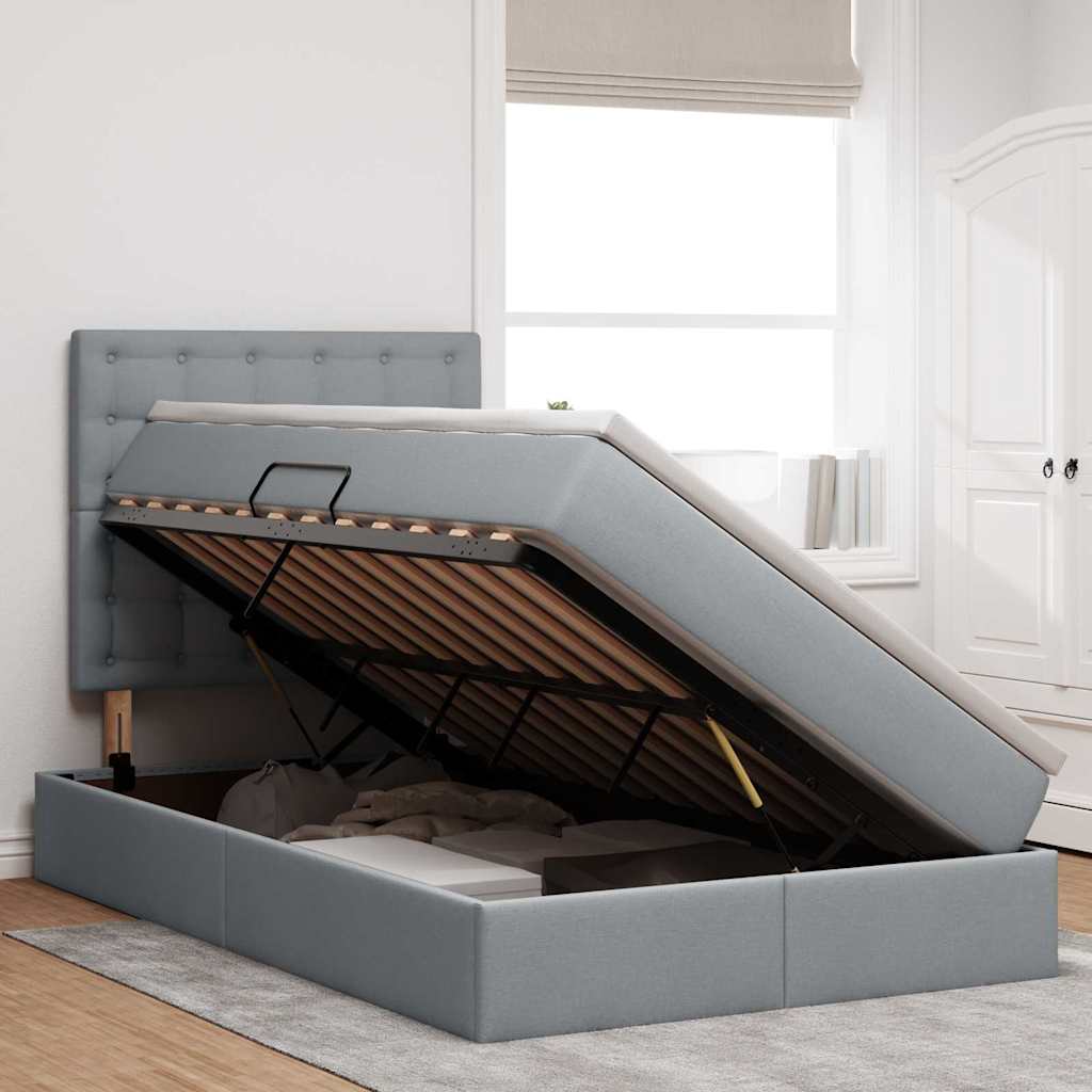 Letto con contenitore LED e materasso Grigio Chiaro | homemem39