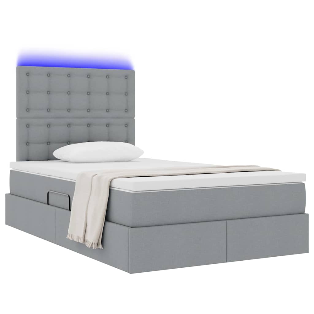 Letto con contenitore LED e materasso Grigio Chiaro | homemem39