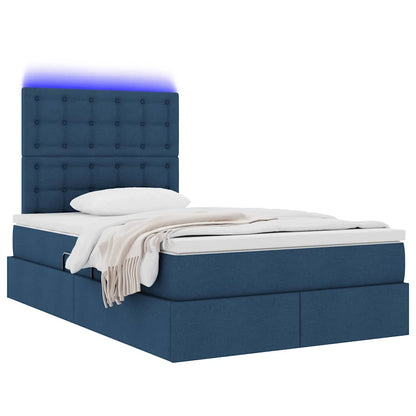 Letto con contenitore LED e materasso Blu 120 x 190 cm Tessuto | homemem39