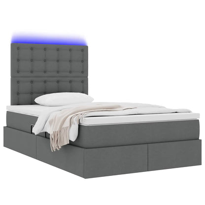 Letto con contenitore e LED Grigio scuro 120 x 200 cm