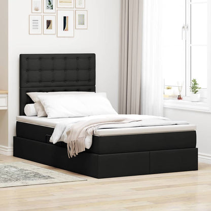 Letto con contenitore LED e materasso Nero 120 x 200 cm Tessuto | homemem39