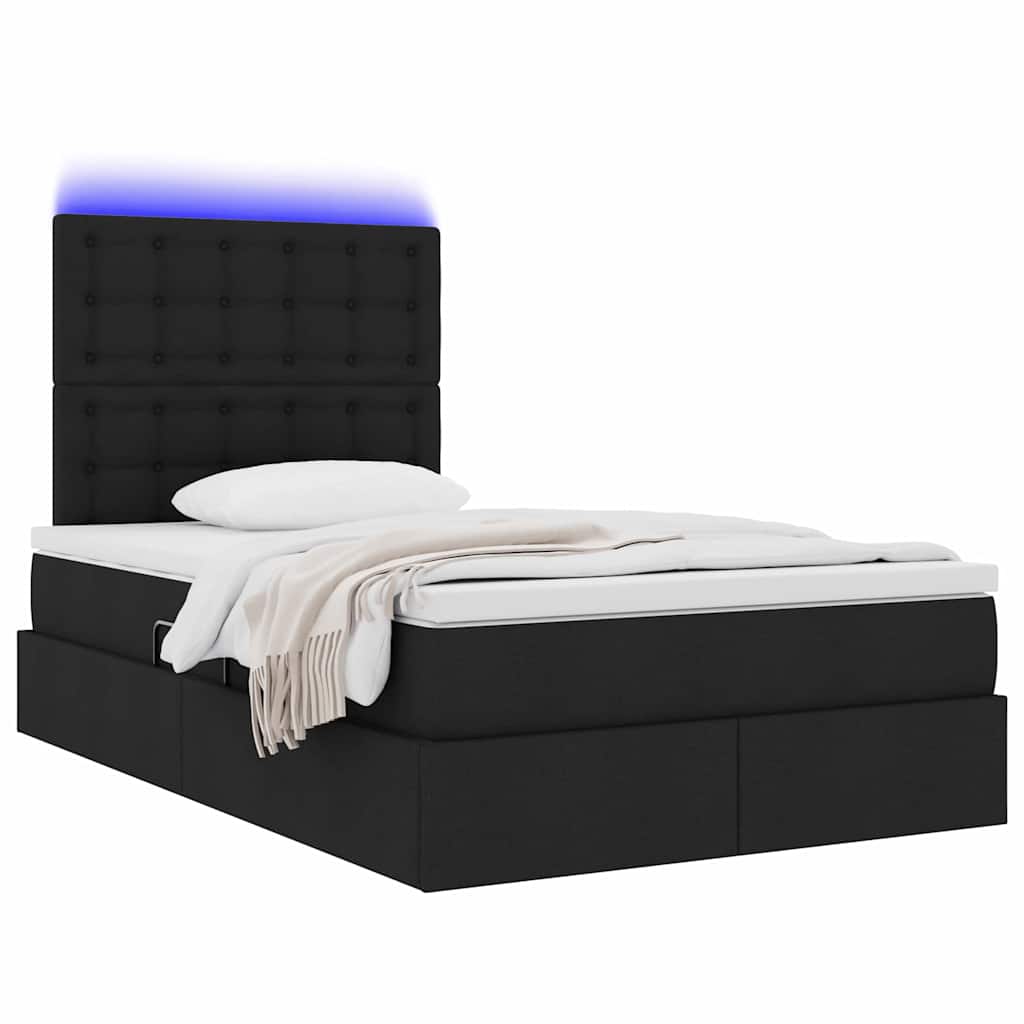 Letto con contenitore LED e materasso Nero 120 x 200 cm Tessuto | homemem39