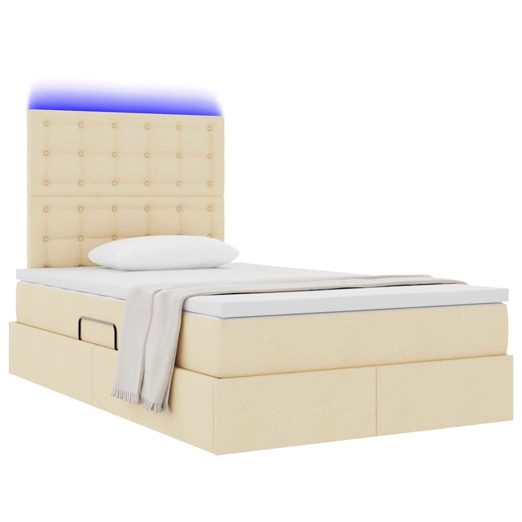Letto con contenitore LED e materasso Crema 120 x 200 cm | homemem39