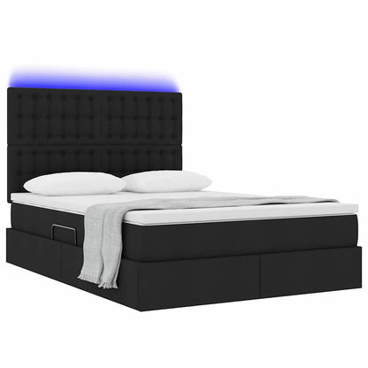 Letto con contenitore e LED Nero 140 x 190 cm Poliestere
