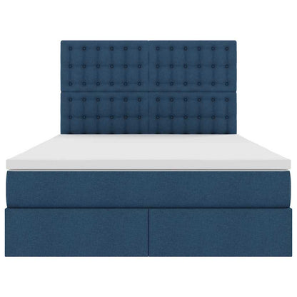 Letto con contenitore LED e materasso Blu 140 x 190 cm Tessuto | homemem39