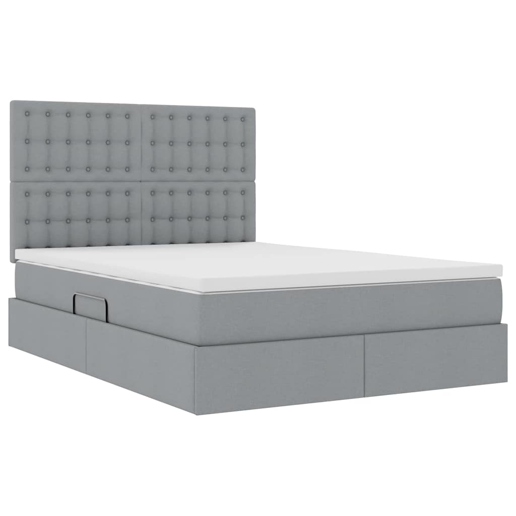 Letto con contenitore e LED Grigio chiaro 140 x 200 cm