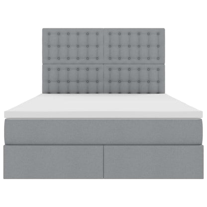 Letto con contenitore e LED Grigio chiaro 140 x 200 cm