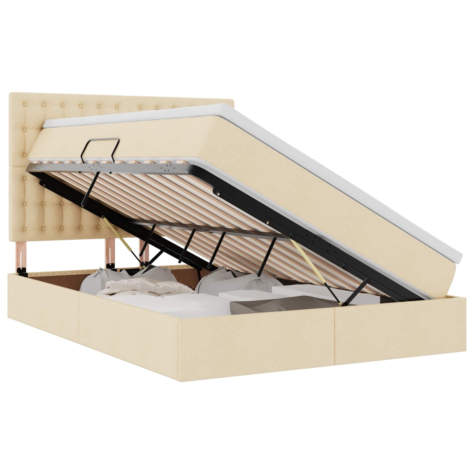 Letto con contenitore LED e materasso Crema 140 x 200 cm | homemem39