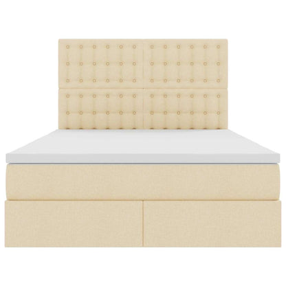 Letto con contenitore LED e materasso Crema 140 x 200 cm | homemem39