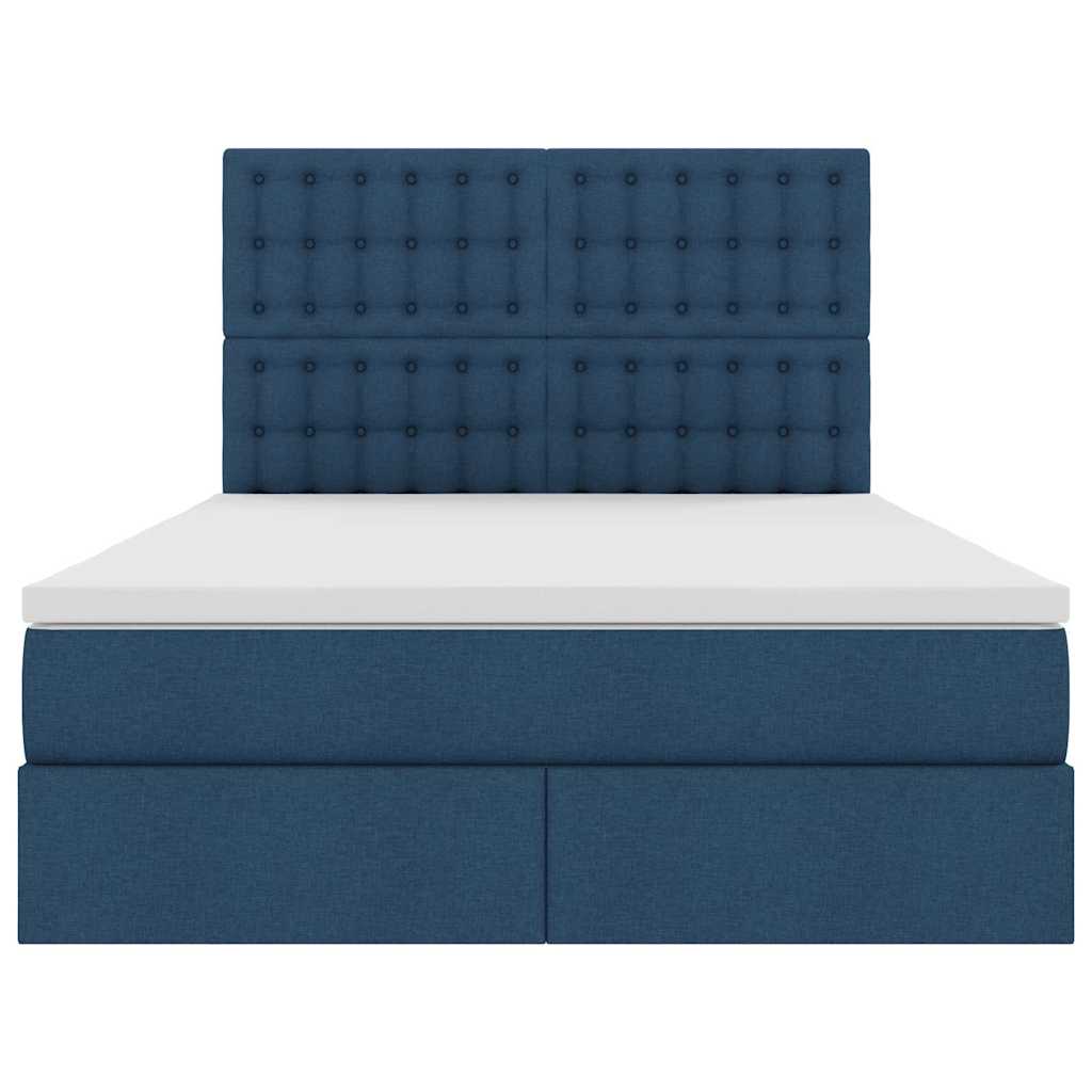 Letto con contenitore LED e materasso Blu 140 x 200 cm Tessuto | homemem39