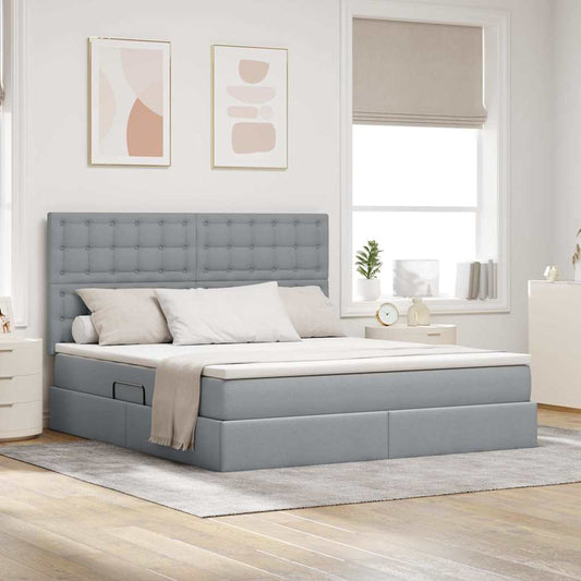 Letto con contenitore LED e materasso Grigio Chiaro | homemem39