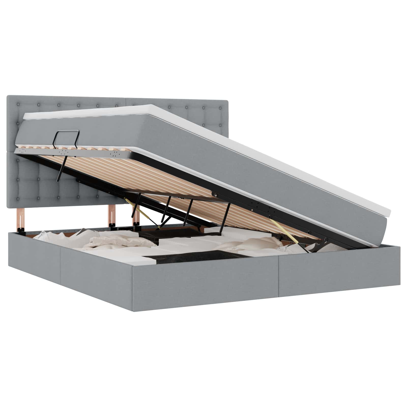 Letto con contenitore LED e materasso Grigio Chiaro | homemem39