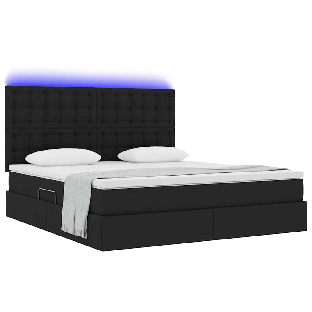 Letto con contenitore LED e materasso Nero 160 x 200 cm Tessuto | homemem39
