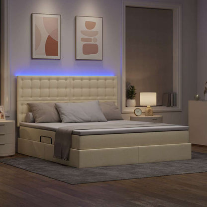 Letto con contenitore LED e materasso Crema 160 x 200 cm | homemem39