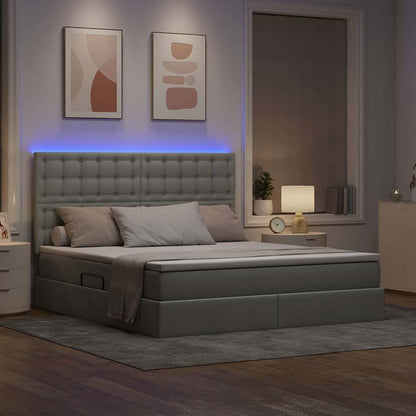 Letto con contenitore e LED Grigio chiaro 180 x 200 cm