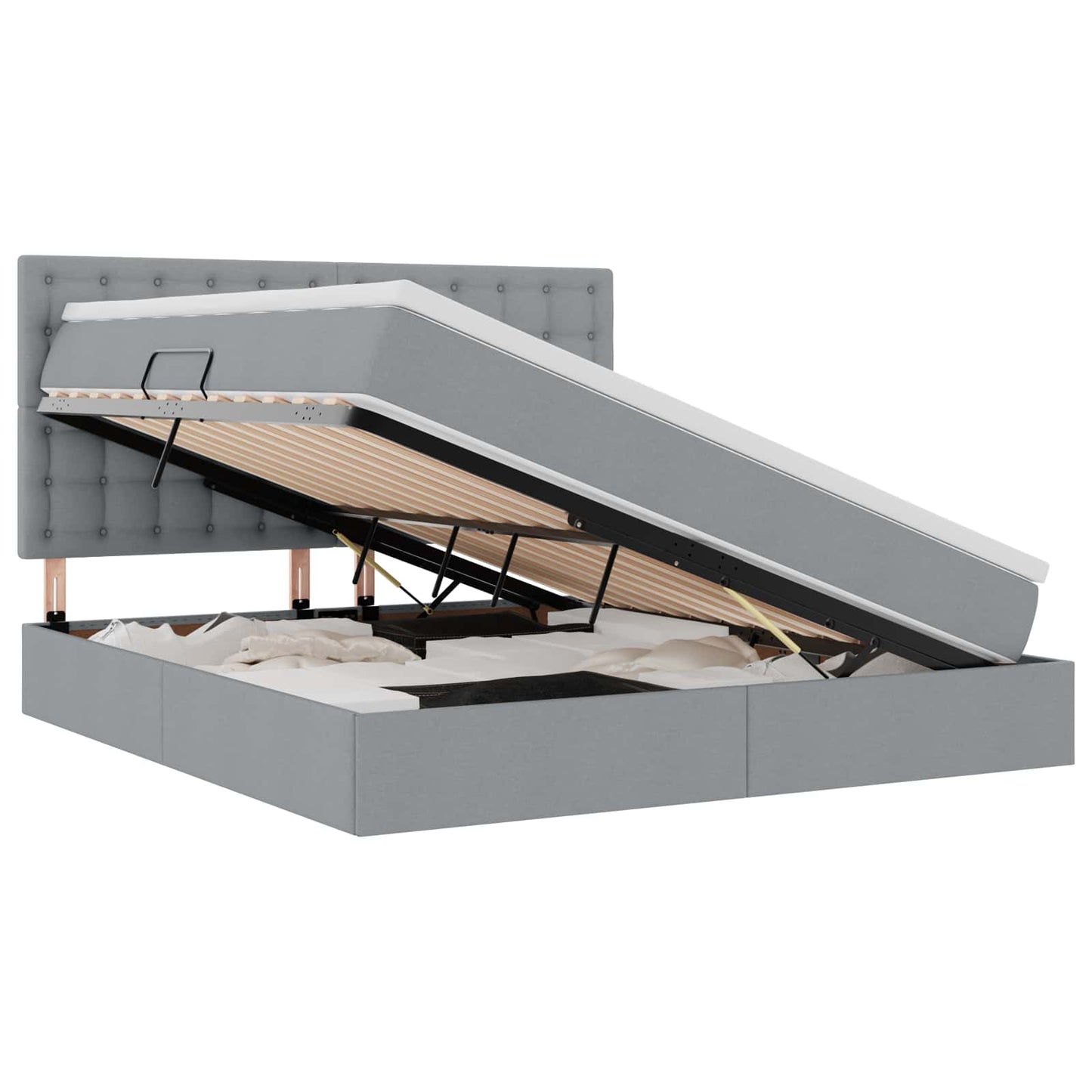 Letto con contenitore e LED Grigio chiaro 180 x 200 cm