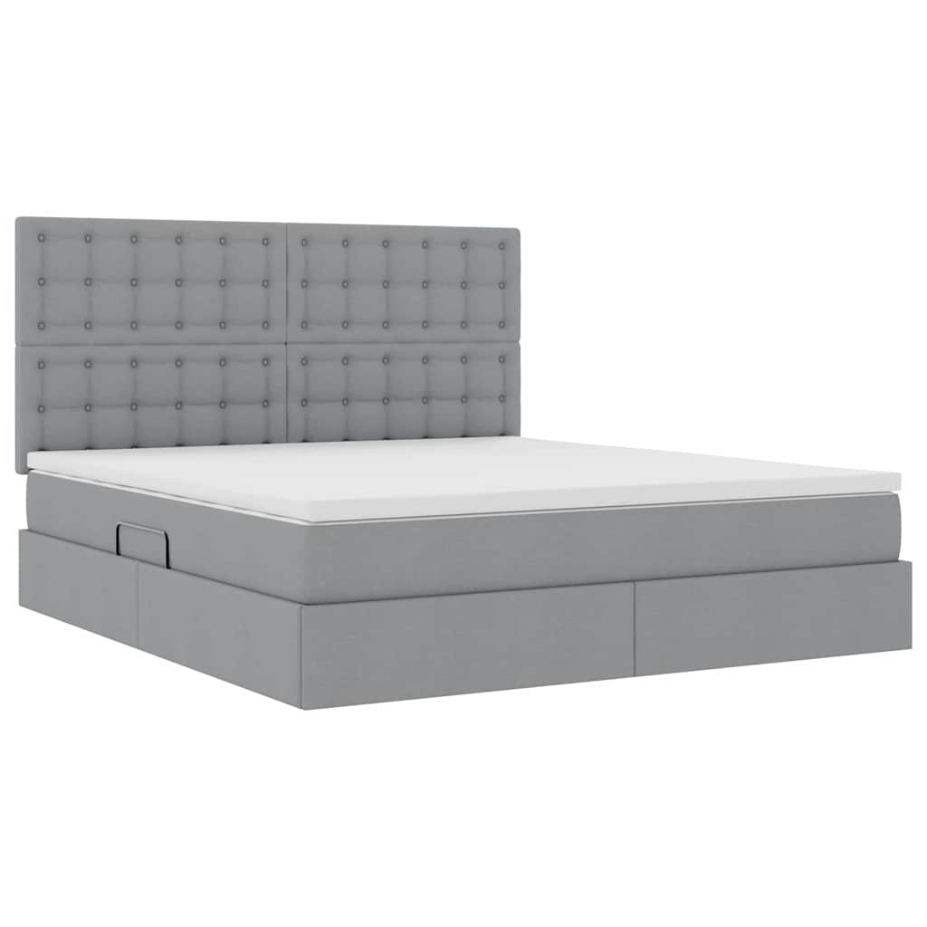 Letto con contenitore e LED Grigio chiaro 180 x 200 cm