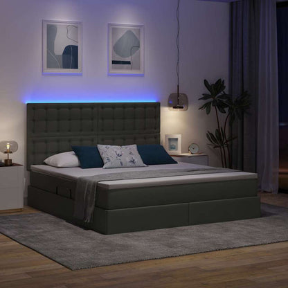 Letto con contenitore e LED Grigio scuro 180 x 200 cm