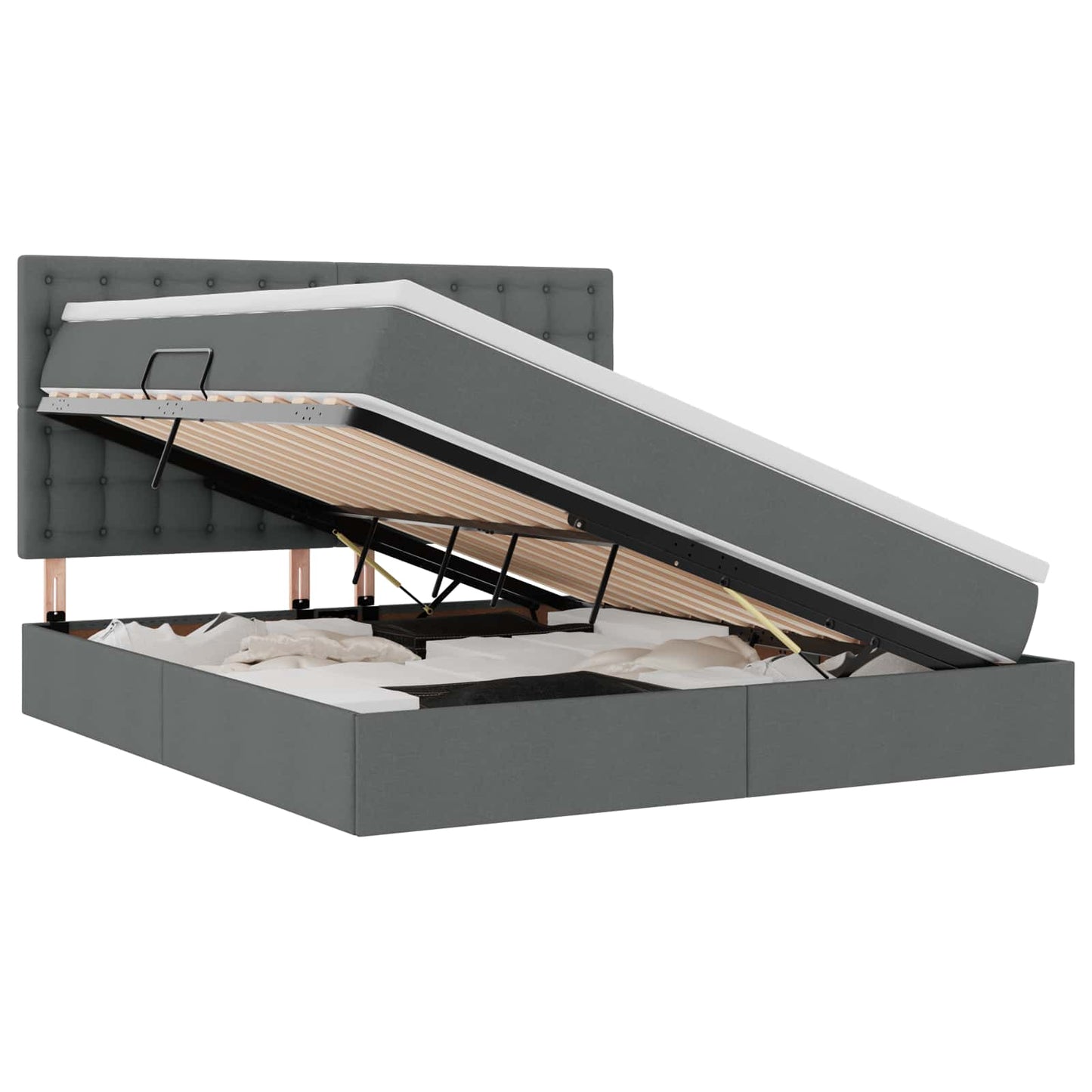 Letto con contenitore e LED Grigio scuro 180 x 200 cm