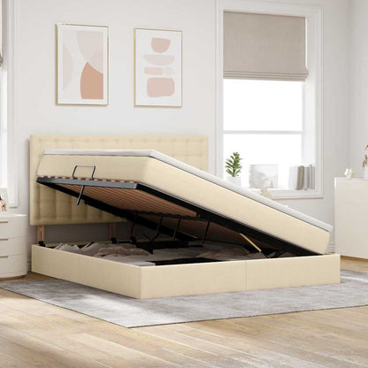 Letto con contenitore e LED Crema 180 x 200 cm Poliestere
