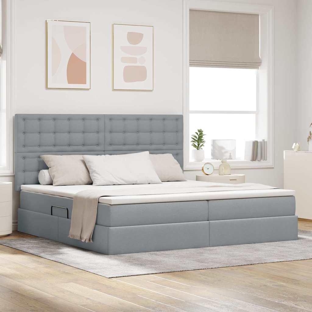 Letto con contenitore e LED Grigio chiaro 200 x 200 cm