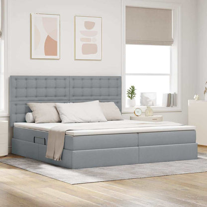 Letto con contenitore e LED Grigio chiaro 200 x 200 cm