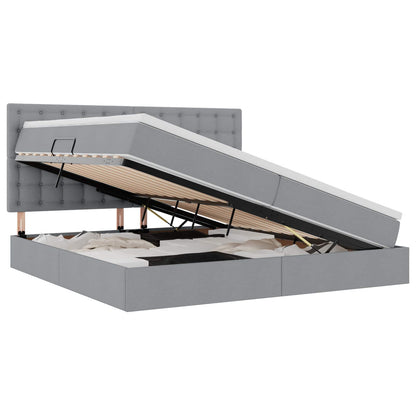 Letto con contenitore e LED Grigio chiaro 200 x 200 cm