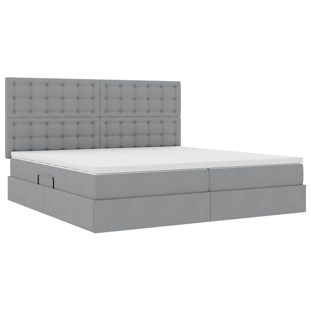 Letto con contenitore e LED Grigio chiaro 200 x 200 cm