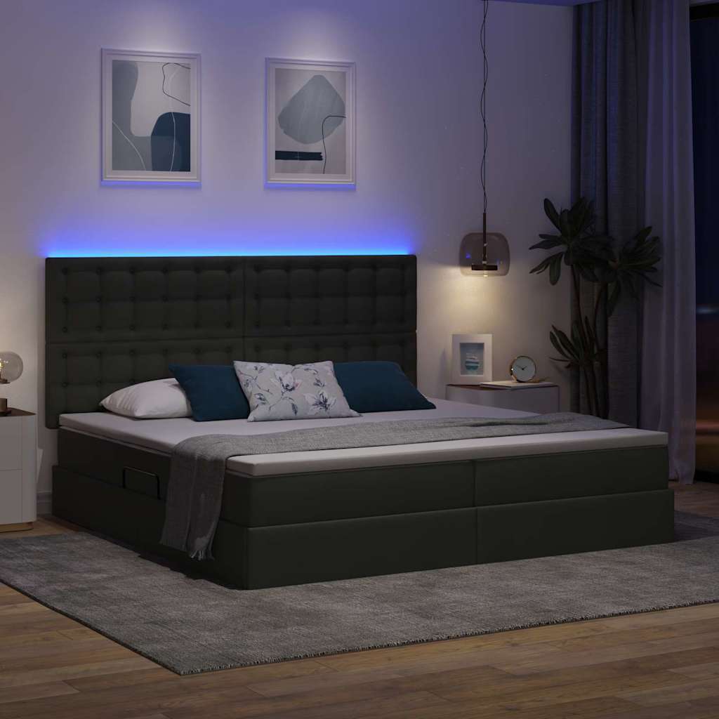 Letto con contenitore e LED Grigio scuro 200 x 200 cm