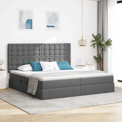 Letto con contenitore LED e materasso Grigio Scuro 200 x 200 cm | homemem39