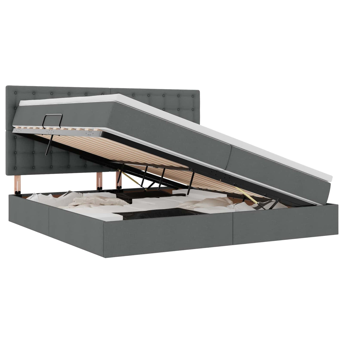 Letto con contenitore e LED Grigio scuro 200 x 200 cm