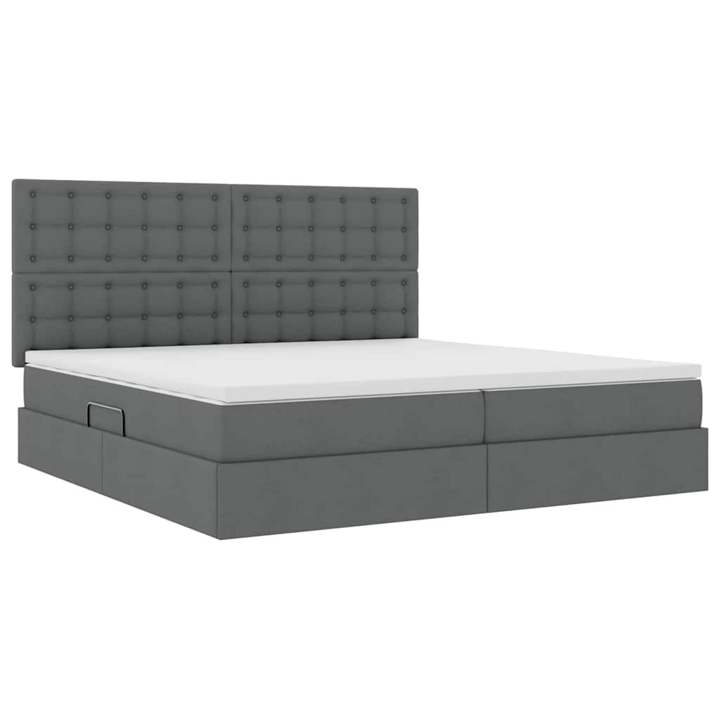 Letto con contenitore LED e materasso Grigio Scuro 200 x 200 cm | homemem39