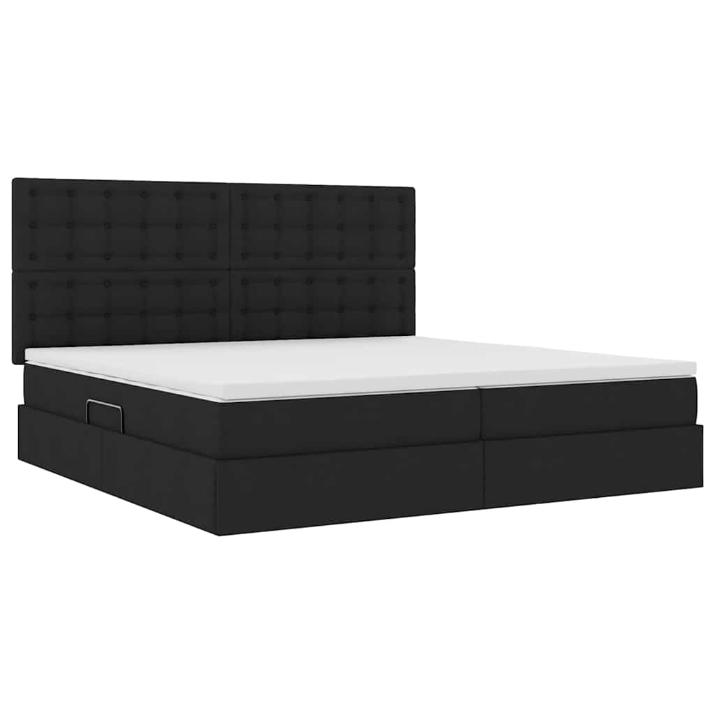Letto con contenitore LED e materasso Nero 200 x 200 cm Tessuto | homemem39