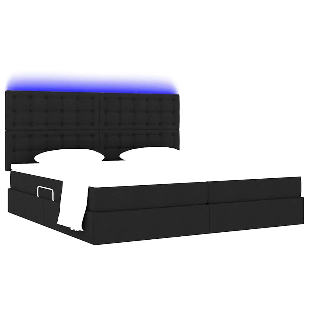 Letto con contenitore e LED Nero 200 x 200 cm Poliestere