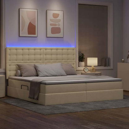 Letto con contenitore LED e materasso Crema 200 x 200 cm | homemem39