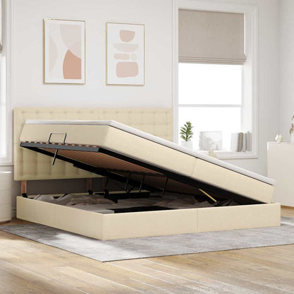Letto con contenitore LED e materasso Crema 200 x 200 cm | homemem39