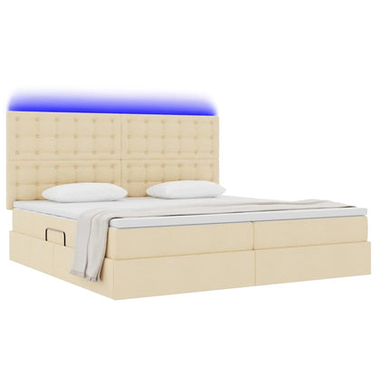 Letto con contenitore LED e materasso Crema 200 x 200 cm | homemem39