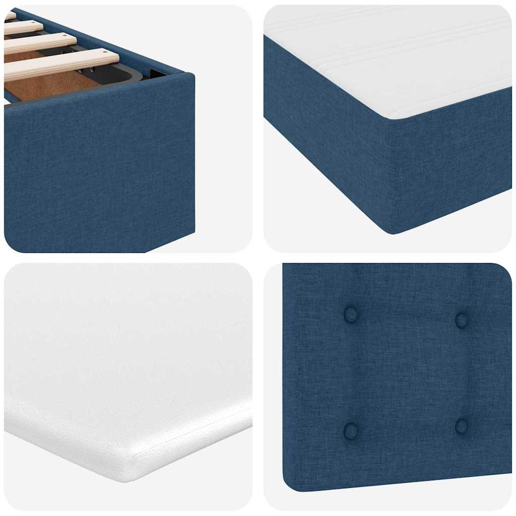 Letto con contenitore LED e materasso Blu 200 x 200 cm Tessuto | homemem39