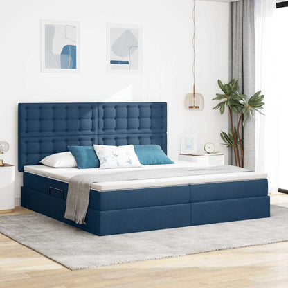 Letto con contenitore LED e materasso Blu 200 x 200 cm Tessuto | homemem39